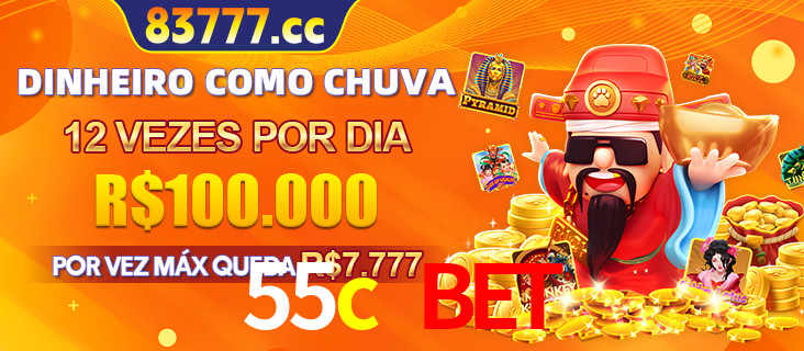 Banner do programa de recompensas Recomende para amigos do 55c bet, detalhando os bônus por convidar amigos, com prêmios que chegam a R$288.888.