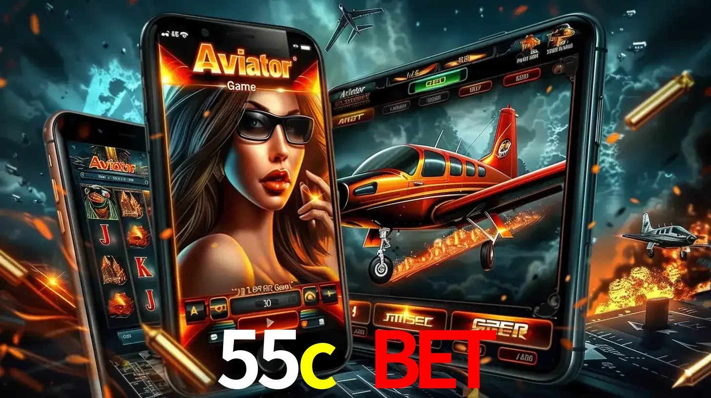 O popular jogo de apostas Aviator exibido em vários celulares e tablets, mostrando a interface emocionante e a ação de voo disponíveis para jogar agora no 55c bet.