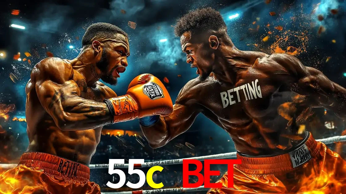Dois boxeadores em uma luta intensa e explosiva, representando a adrenalina e as oportunidades de apostas em esportes de combate disponíveis na plataforma 55c bet.