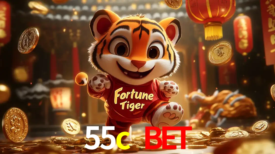 O alegre personagem do Fortune Tiger correndo sobre um caminho de moedas de ouro, simbolizando os grandes prêmios e a diversão do popular jogo de slot do 55c bet.