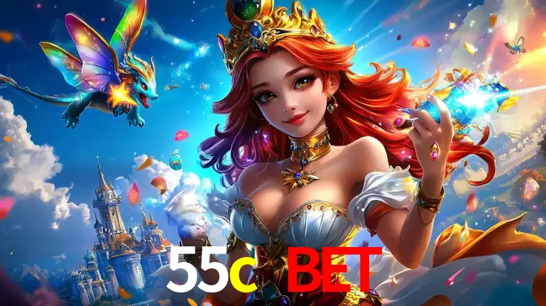 A princesa de um reino de fantasia mágico, com seu pequeno dragão, apresentando um mundo de prêmios encantados nos jogos de caça-níqueis do cassino 55c bet.
